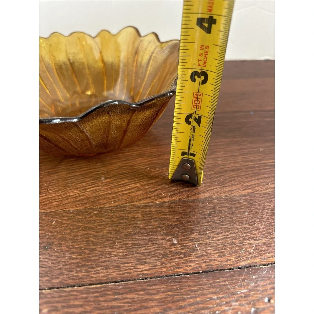 Vintage Indiana Amber Glass Lily‎ Pons Sunflower Bowl Candy Dish 7